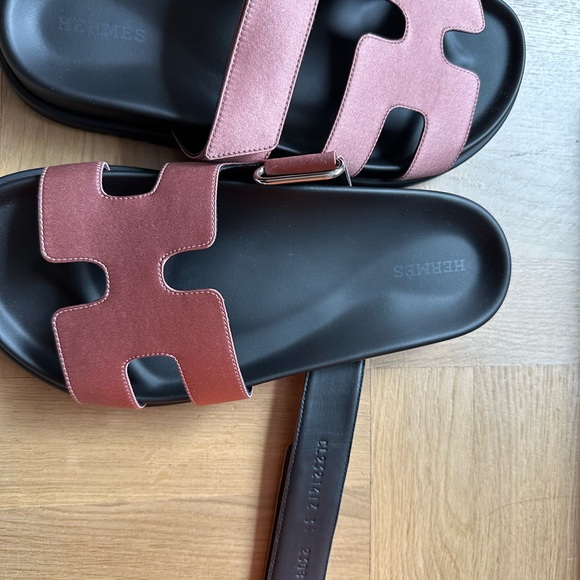 Hermes Authentic Chypre Calfskin Women’s Sandals 36 Satin Pink - Picture 6 of 10